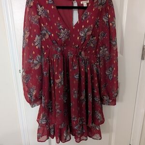 Floral Red Kids Dress